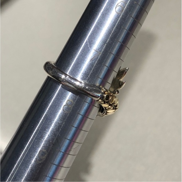 Effy Sterling Silver and 18 kt Gold Dragon Dot Ring Size 7.5 - Picture 7 of 8